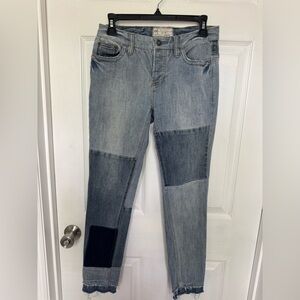 Free People Blue Patchwork Jeans